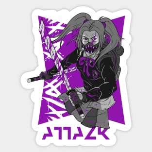 Anime Ninja Girl Design, For Truly Anime Lovers! Anime Samurai Girl, Manga Samurai Girl, Katana Sticker